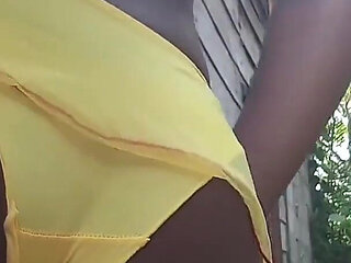 Teasing Rubbing My Pussy Pissing in Sexy Yellow Underwear
