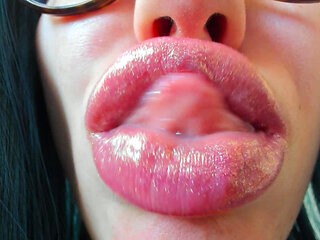 Shiny Lips Close up Pouting