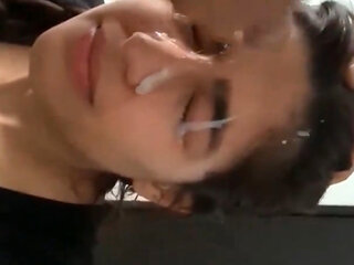 Desi BF Cum on Her Cute and Innocent Girlfriends Face Fuck