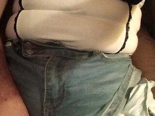 Denim skirt and panties. YUMMY