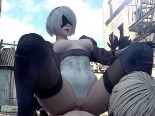 Cow girl, nier automata, grey hair