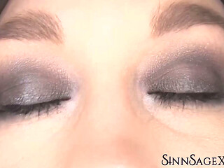 Sinn Sage Highlights Beautiful Hazel Eyes In Close Up For Camera View