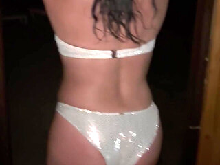 Poolside Shiny Bikini Tease - Bouncy Boobs and Booty on the Edge