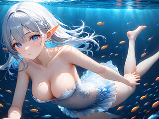 Hentai Girl Swimming in the Ocean - Ai Fantasy Slideshow Art