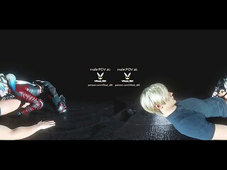 Double Blowjob with Harley Quinn and Catwoman (DC comics parody)