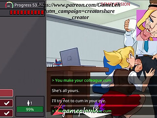 Barely Working: Working and satisfying my colleagues'_ desires (18  gameplay, heterosexual route)