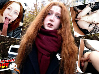 German Scout First Casting: Skinny Redhead Teen Alice Seduced in Public Pick Up - Small Tits, Blowjob & Rough Sex