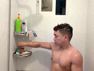 Hot Filipino Twink Jerks off in Steamy Shower