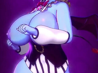 Big Milky Topless Blueberry Succubus Shakes Her Thicc Tits to a Club Beat
