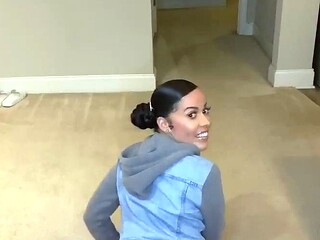 Brunette solo darling masturbating at home