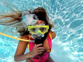 Teen pornstar, swimming pool, swimming