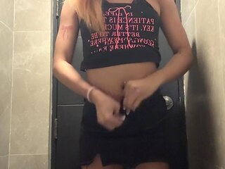 quick undressing in a public bathroom again