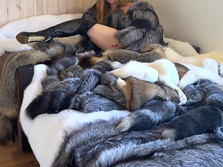 Playing and Teasing with a Lot of Fur! Masturbation in a Fur Coat