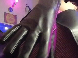 Goddess Eva Latex Fetish Dominatrix BDSM Leather Gloves Heels Hot Pink Teacher Mistress