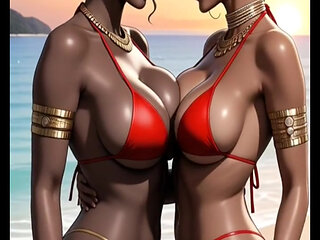 ebony dance on beach (Ai animation)