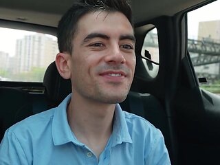 Hot woman with perfect boobs fucked inside a car