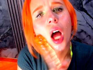 Let me give you a big blowjob, slide your cock slowly