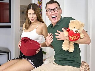 Beautiful doggy style fuck with a long-legged young brunette Amber Slassh