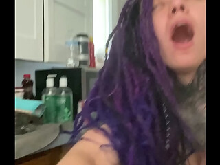 Dreadhead Latina slut gets bent over kitchen counter