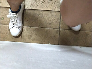 Bouncing my dick and balls in some random panty at the corridor.