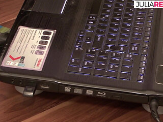 Hottie spreads legs as she rides a massive cock in the office