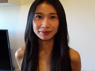 Thin Thai girl tastes cock and gets fucked with passion
