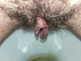 Hairy Housewife GinnaGg Pissing Close Up Toilet Pee Play