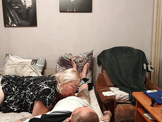 I fill my neighbor's mouth with a lot of cum