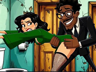 Slut Wife Fucked in Dirty Public Toilet. Cartoon