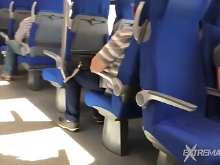 Crazy twink is wanking in the public full train