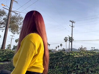 Public Artemisia Love Outdoor smoke sesh long hair fetish