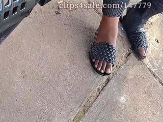 Hot Fudge Tasty Feet Left Foot Wrapped at the Bus Stop