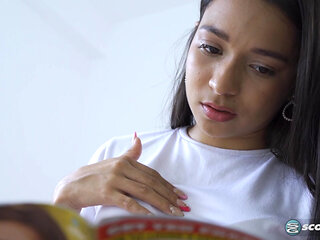 Emma Anturin is a skinny Colombian teen who reads a porno