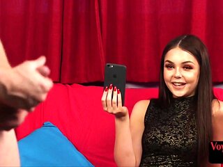 Lingerie voyeur babe teasing older man