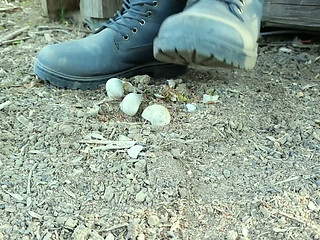 Jerk off and Cum After Empty Shells Are Crushed by Boots