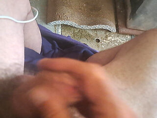 An obese old man having a nice wank