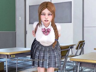 Playing through an adult visual novel on PC in immersive POV style