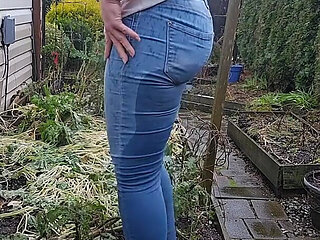 Muddy White Mocs and Jeans Pee