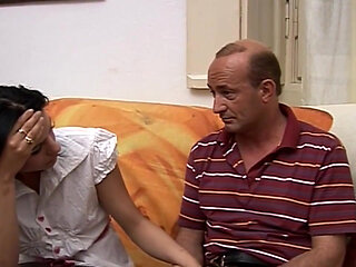 Taboo Sex of a Brunette Teen and Her Old Stepfather