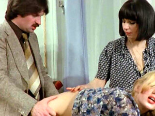 Brigitte Lahaie and Kathy Stewart Suck the Boss Under the Desk