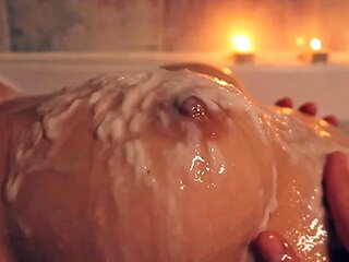 Big Tits Tising and Watered with White Cumplays