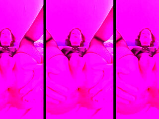Gorgeous Goth T-girl Fucked Hard in Pink-light with Cumswallowing