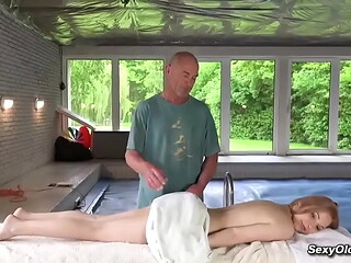 Old masseur Nico N fucks twenty year old babe Emily Ross