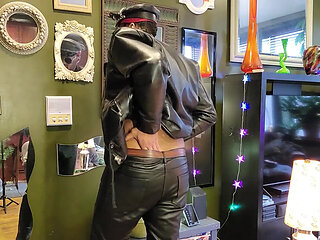 Kennie Jai Jerks off in Leather and Cums Huge for You!!