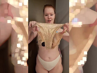 Try on - Golden Swimsuit in the Fitting Room