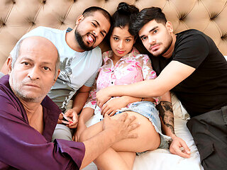 Desi indian foursome and threesome hardcore sex old and young with cute girl..