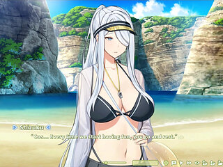 Hentai Game - Summer Clover - Beach Hentai - White-Haired Beauty Gives Satisfying Paizuri - Shizuku Hentai