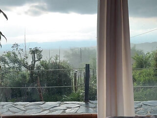 Creampie! Beautiful Colombian Woman Gets Wildly Fucked on a Rainy Day