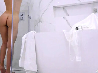 CarryLight Cumshot POV - Big Ass Babe Shower in Skirt Wet and Messy HD