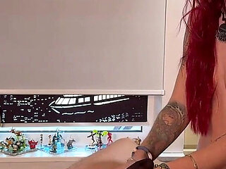 Hot Fetish Handjob with Black Nylon Sock